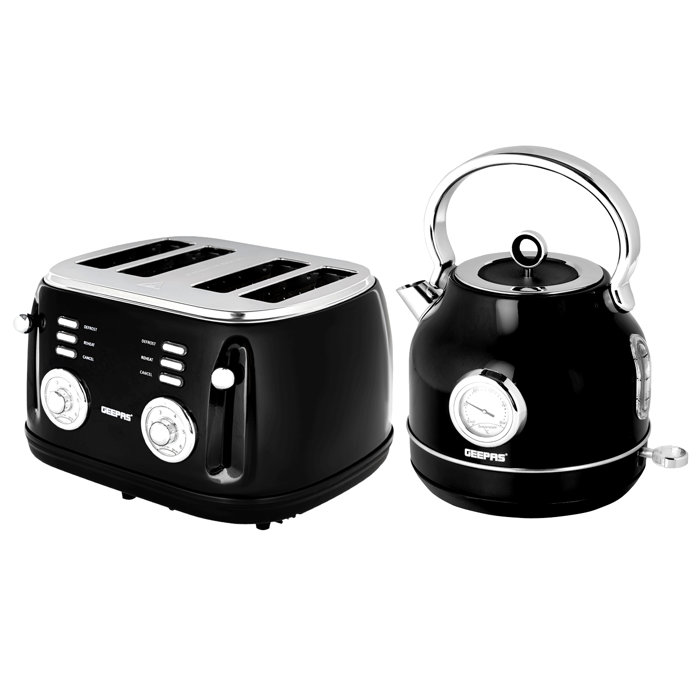 Geepas 1.7L Cordless Electric Kettle & 4 Slice Bread Toaster Kitchen